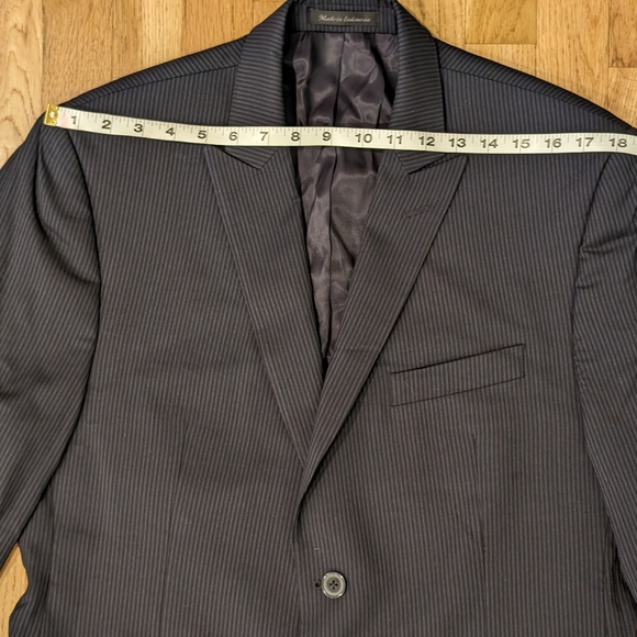 Calvin Klein Mens Blazer Blue Pinstripe Wool 2 Button Suit Jacket Sport Coat 40S - Picture 5 of 13